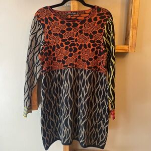 Gudrun Sjoden Organic Cotton Knit Long Sleeve Mixed Pattern Dress Size M